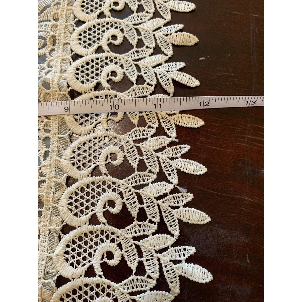 Vintage Lace Doilies Set of 2 Cream Floral Embroidered Table Linens